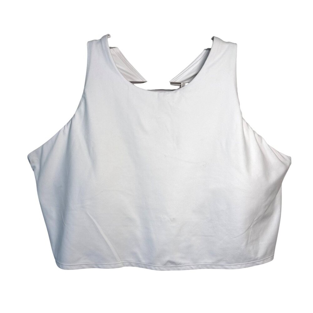 Athleta Conscious Cropped Tank Size 3X White Sports Bra Low Impact Support Pads